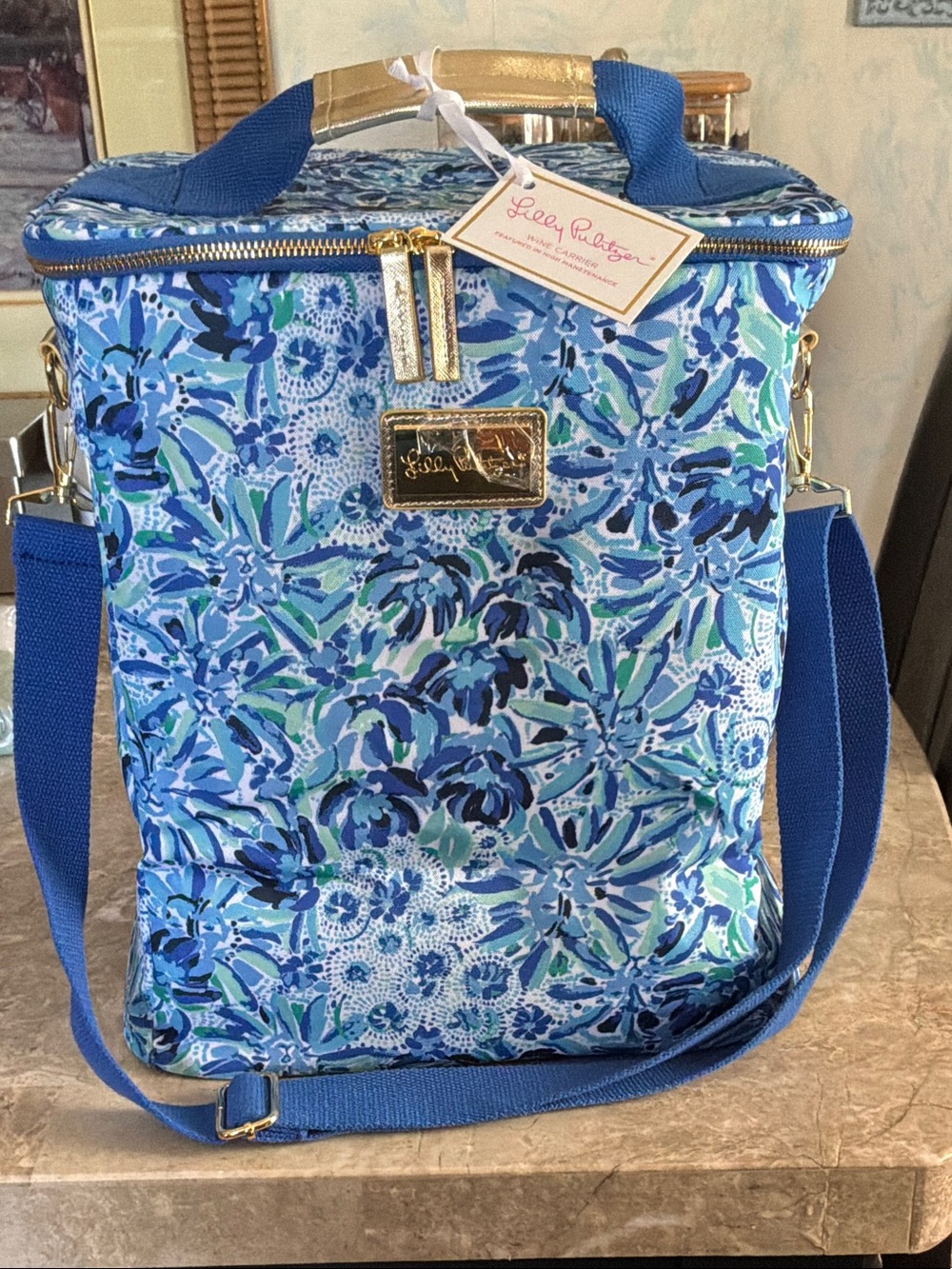 Lilly Pulitzer Blue Floral Insulated Tote Bag